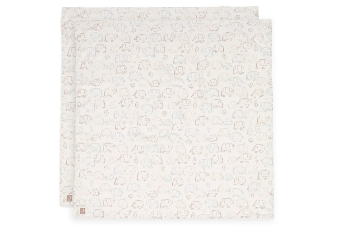Lange Gaze de Coton Large 115x115cm - Elephant Tales - 2 Unités (Jollein)