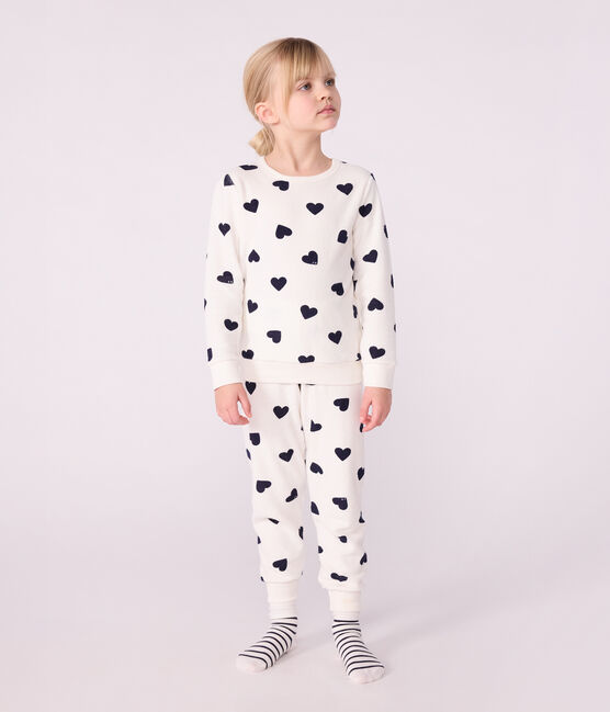 Pyjama enfant en coton éponge imprimé cœurs (Petit Bateau)