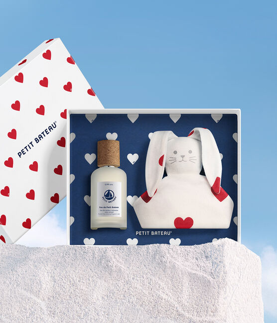 Coffret cadeau Parfum bébé 50ml & doudou coeur (Petit Bateau)